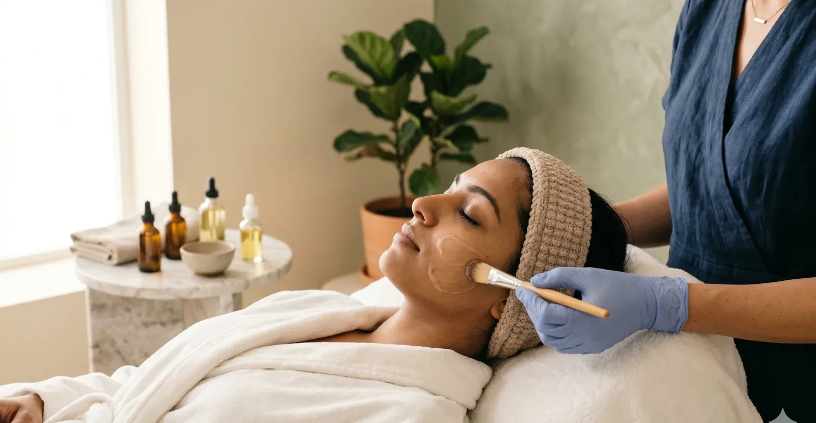Illustration of a chemical-peel procedure.