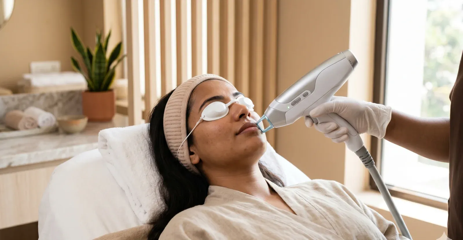 Illustration of a laser hair-reduction procedure.
