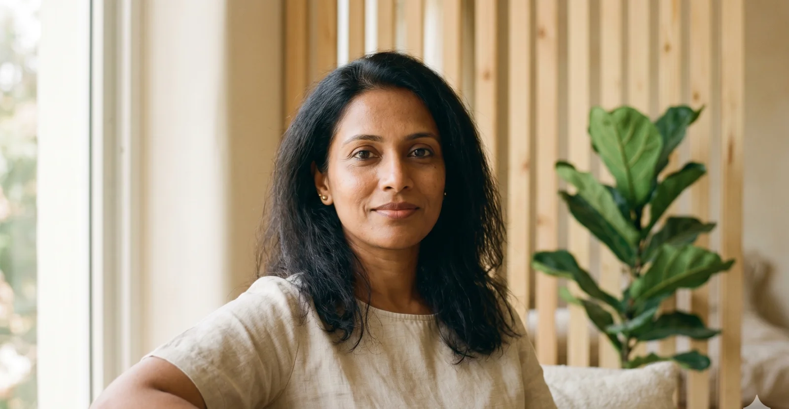 Calm, dignified portrait of an Indian woman — natural appearance, subtle injectable results.